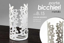 Portabicchieri da tavolo in metallo decoro farfalle 8 x 15 cm 2 Colori