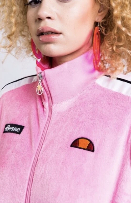 Graveren Belastingen omdraaien ELLESSE women's track top jacket pink faux fur Pink Pippini retro size 8  New | eBay