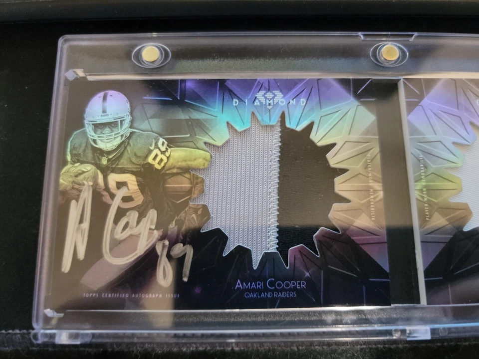 2015 Topps Diamond football  Dual Rookie Auto Jumbo Patch Book Amari Cooper 8/10 - Image 2 of 4