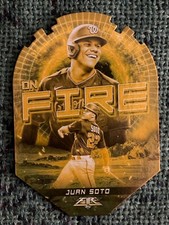 2022 TOPPS FIRE BASEBALL JUAN SOTO GOLD MINTED ON FIRE DIE-CUT CARD Nationals