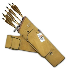 4 TUBES RECURVE/COMPOUND/LONGBOW LEATHER SIDE/HIP/BELT /WAIST ARROW QUIVER BAG