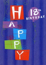 White Letters on Colored Gifts Designer Greetings Age 18 / 18th Birthday Card