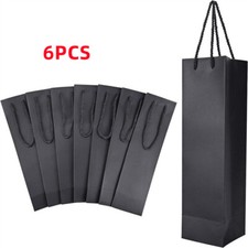6-12PCS Wine Bottle Gift Bag Black Sturdy Paper Birthday Present Champagne