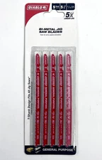 Diablo DJT345XF5 5-1/4in 5/10 TPI Bi-Metal T-Shank Jig Saw Blades (5-Pack)