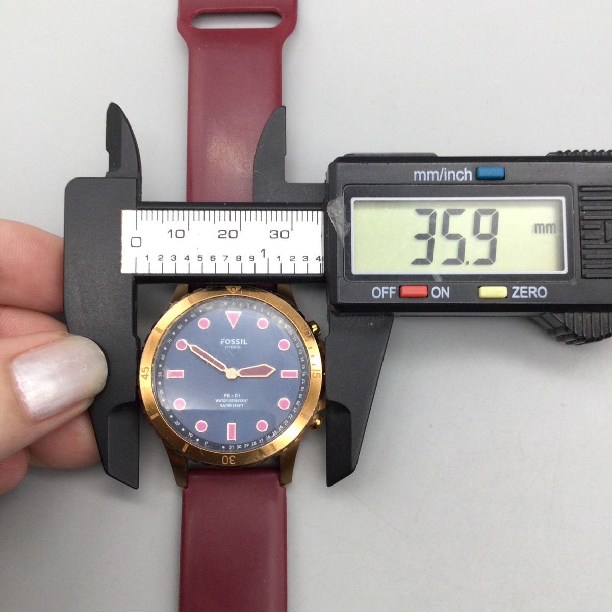 Fossil Hybrid Watch Women 36mm Rose Gold Tone Blue Pink 