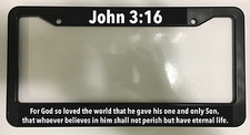 Black License Plate Frame John 316 Jesus Loves You Auto Accessory Christian New