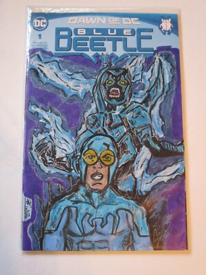 FULL COVER OA BLUE BEETLE $1 ART BY J. TIMIMI DC COMICS BLANK JT COA PP12
