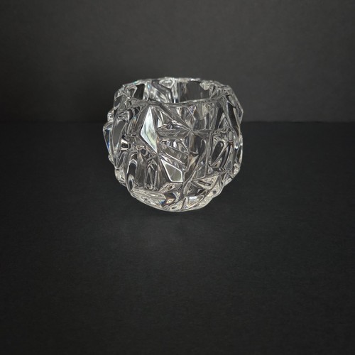 Tiffany Glass TIFFANY CO Crystal Rock Cut Votive Candle Holder Etched Logo - Picture 4 of 4
