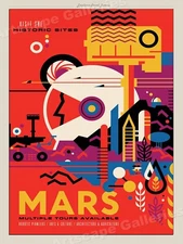 “Visit Mars” Retro Style Classic ExoPlanet Space Exploration Poster - 20x28