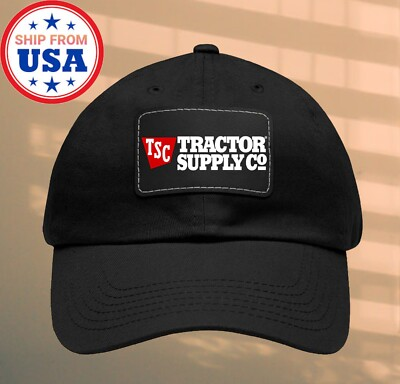 #ad #ad Tractor Supply Company Black Dad Hat with Leather Patch $23.39