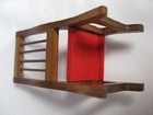 VTG Dollhouse 1:12  Wood Table, 4 High BackChairs w/ red cushion seats — photo 5