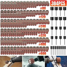 384 Pieces Sanding Drum Kit Sander Sleeves With Mandrels for Dremel Rotary Tool