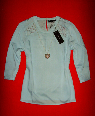 VERO MODA BLOUSE TUNIC LIGHT BLUE VISCOSE LACE ROMANCE BOHO M 38 NEW!! Excellent!!