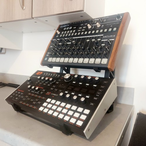 Two Tier Double Desktop Synth Drum Machine Sampler Music Gear Equipment Stand - Picture 9 of 9