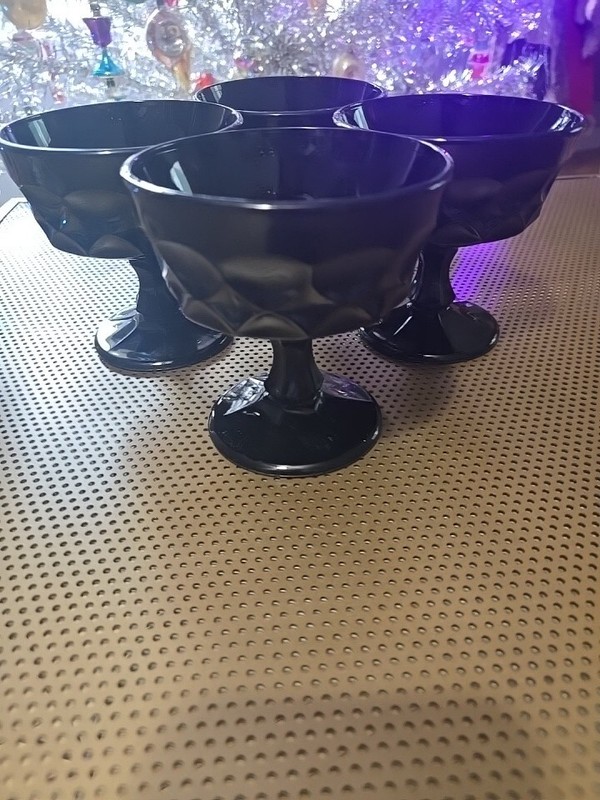 Noritake Perspective Black Ebony Dessert/Sherbet glasses Set Of 4 Estate JJ#66