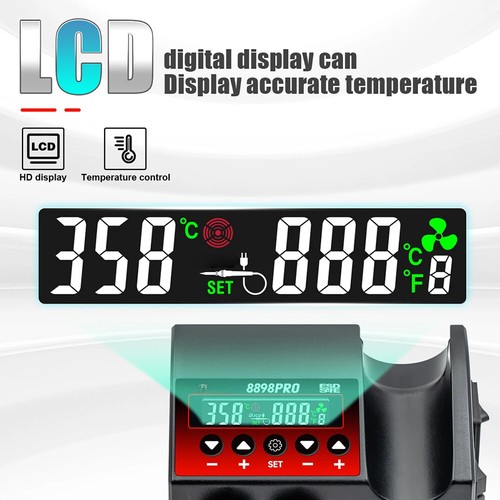 2-in-1 Soldering Station LCD Display 750W Adjustable Temperature Air Flow - Picture 2 of 18