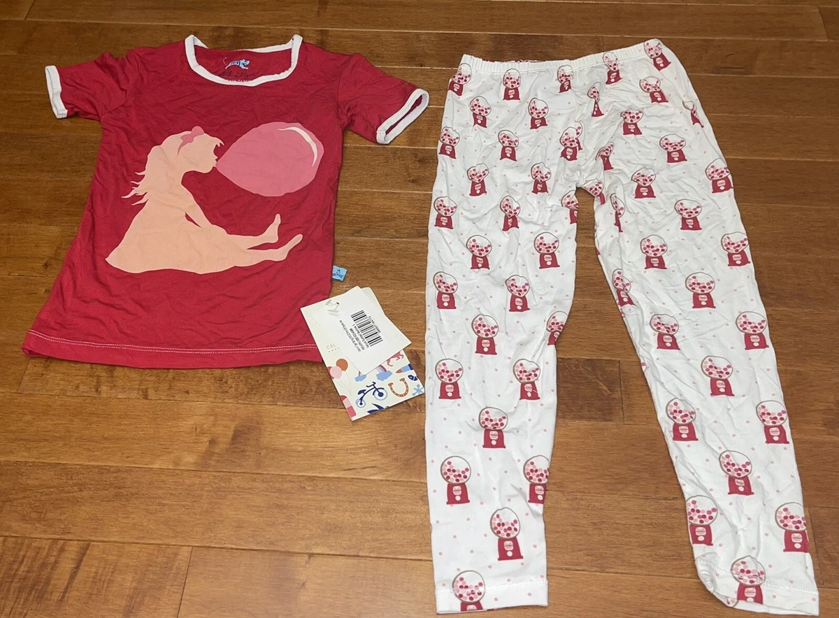 Kickee Pants Girl Natural Gumball Pajamas New Size 5 Old Fit