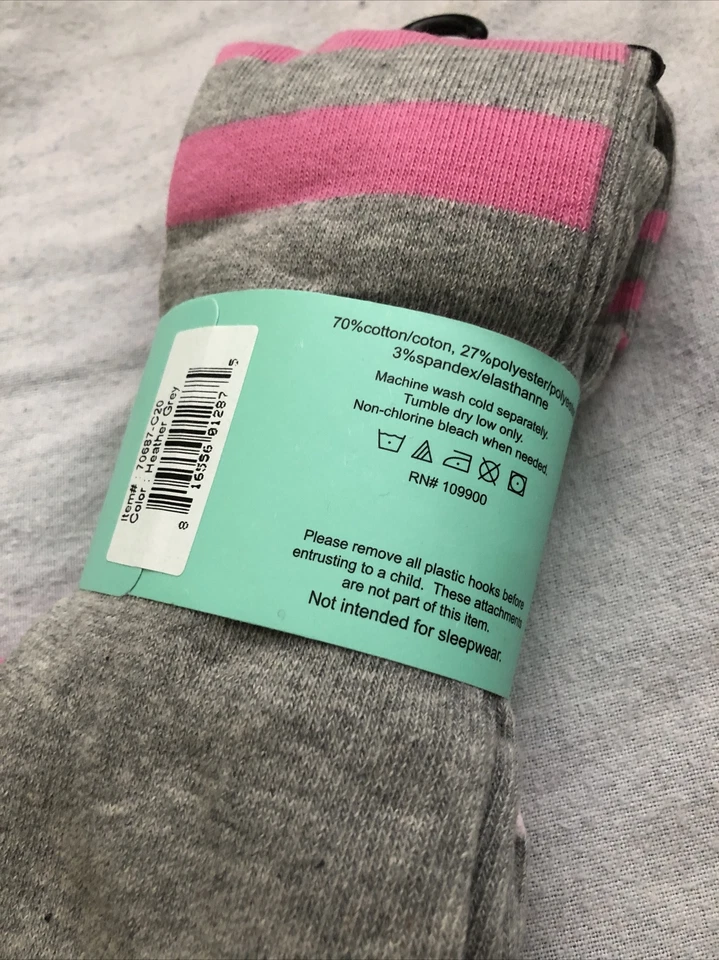 NWT Naartjie Kids Fashion Tights Girls 6-8 Pink Gray Knit Stripe Polka Dot Funky - Image 4 of 4