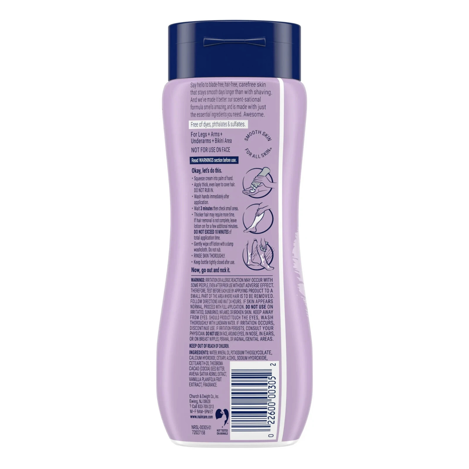 Nair Body Cream Hair Remover, Oat Milk & Vanilla, Body  Women, 7.9 oz