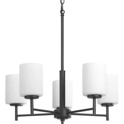 Progress Lighting P4319-31 Replay 5 Light 21'' Wide Pillar Candle Chandelier, Bla