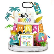 Summer Decorations Beach Theme Wooden Signs Indoor Tabletop Gift 11 Pieces