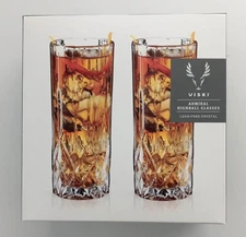 Viski 10247 Admiral Crystal Highball Glasses - Fancy Tall Gift Set of 2, 9 Oz