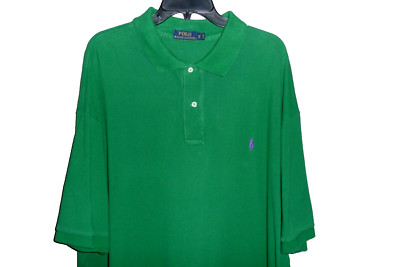 Mens Ralph Lauren Polo Big & Tall Green Heavy Mesh Pony Polo Shirt SZ 3XB EUC