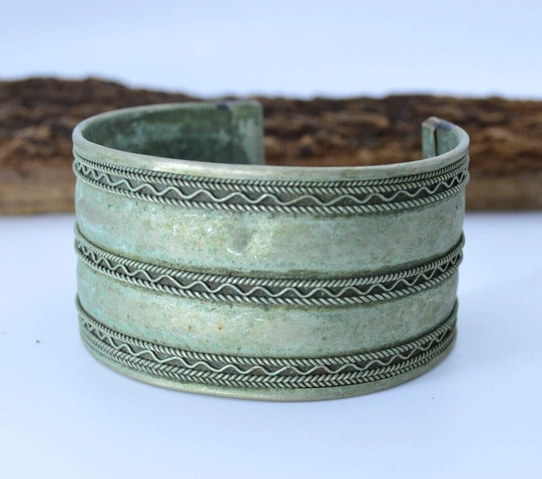 RARE ANCIENT EXTREMELY SILVER COLOR ANTIQUE ROMAN BRACELET AMAZING VERY STUNNING