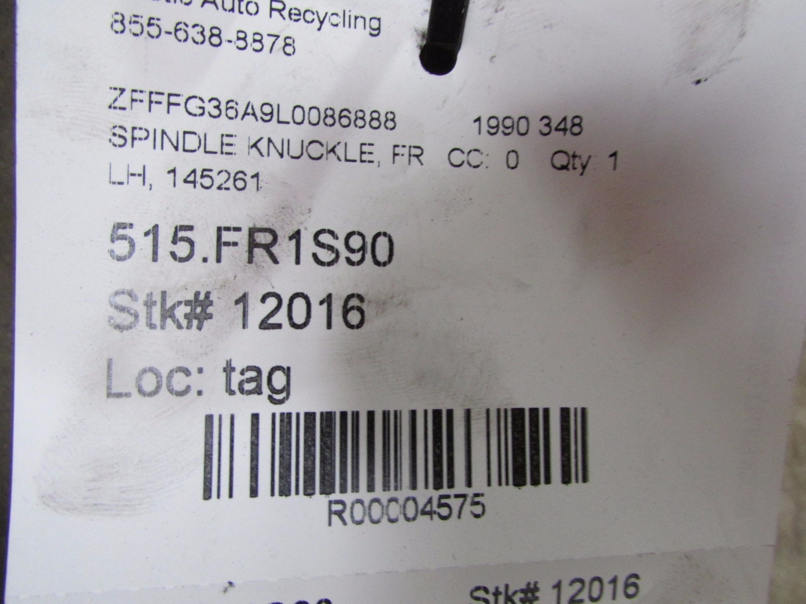 Ferrari 348, LH Left Spindle Knuckle w/o Hub, Used, P/N 145261