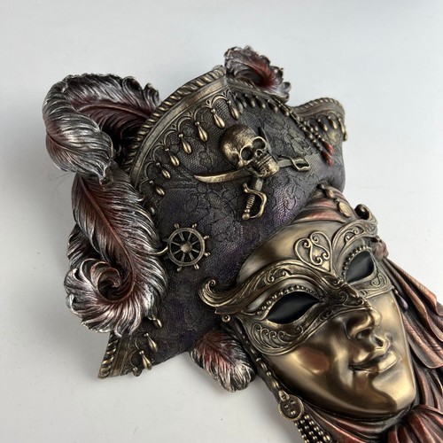 Mask Venice Halloween Carnival Vintage Cosplay Huge Bronze Handmade Decor Italy - Picture 6 of 6