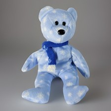 TY Beanie Baby 1999 Winter Holiday Teddy Blue Bear Snowflakes Retired Plush