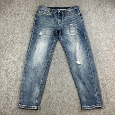 Dolce & Gabbana Mens Jeans Slim Skinny 34 30 Distressed Whiskers Blue Logo Italy