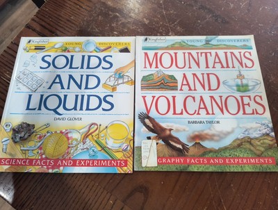 2 kingfisher books: Mountains and Volcanoes & Solids and Liquids by david glover
