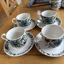 4 Retro Midwinter Spanish Garden Cups & Saucers Vintage #2