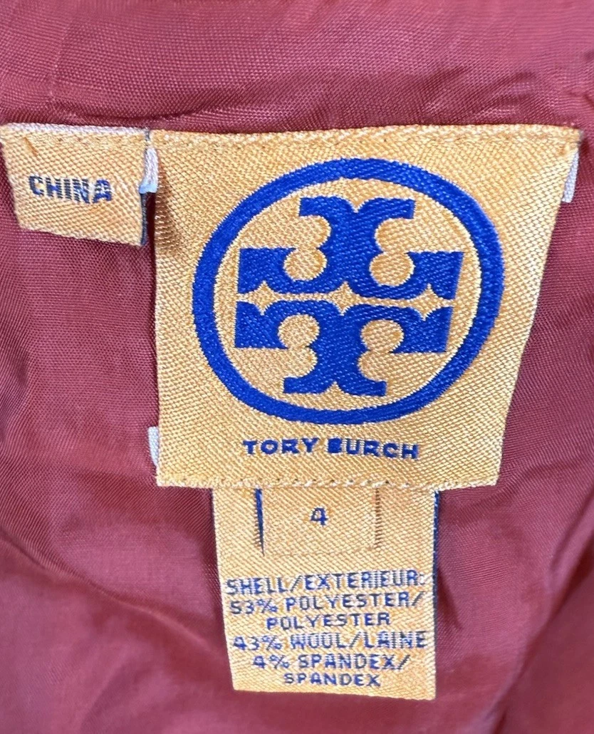 Abito Tory Burch donna rosso elasticizzato cambio carriera cuciture patchwork taglia 4