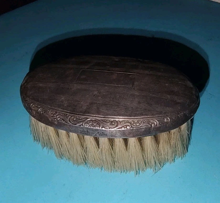 Marca de fabricante de cepillos de plata esterlina Webster Company vintage sin monograma 3x2" Foto 4 de 4