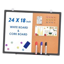Magnetic White Board and Cork Board Combo, 24 X 18 inches 24 x 18 inch Black