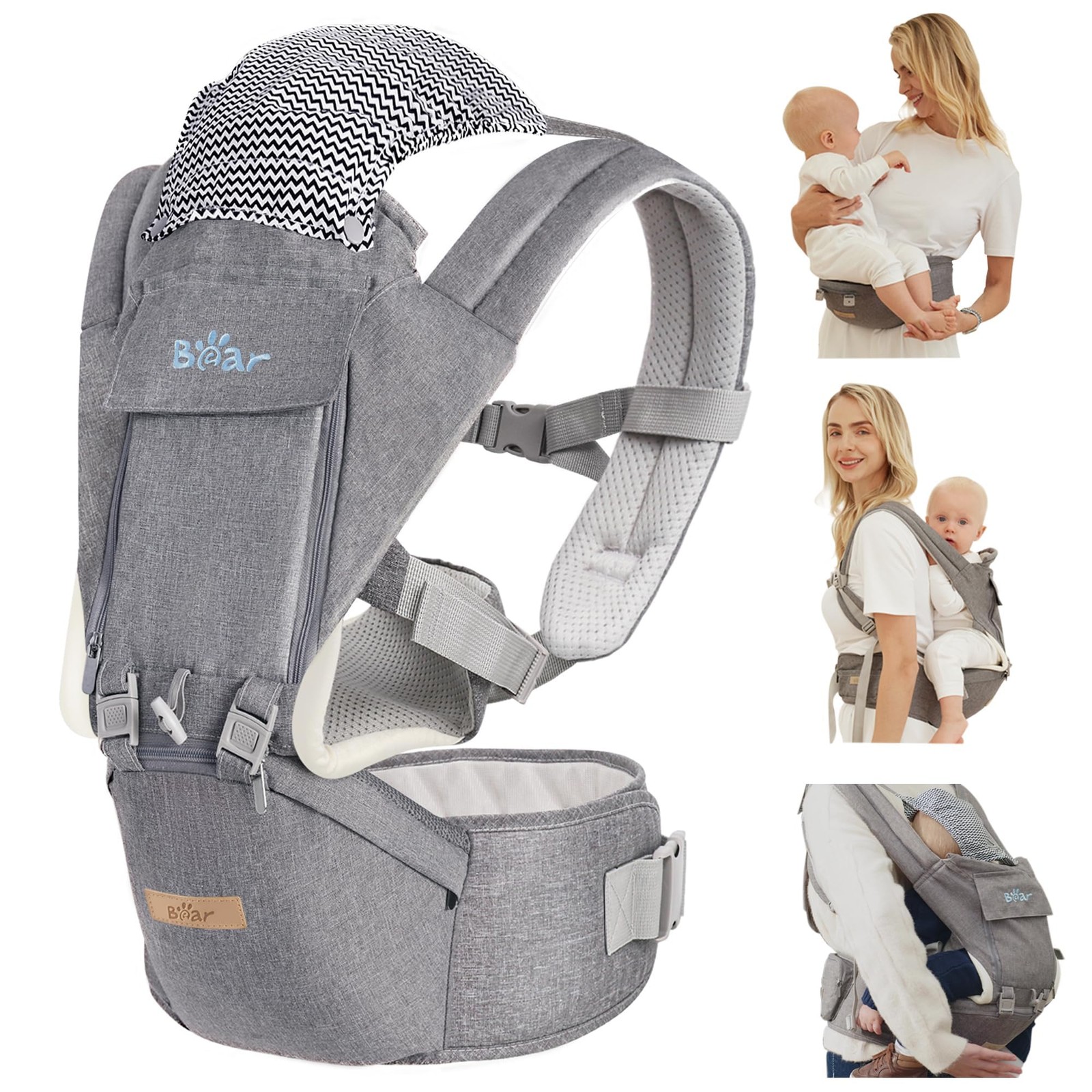 Baby Carrier, 6-in-1 Baby Carrier Newborn to Toddler with Hip Seat (Ergonomic...-image