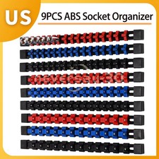9PC ABS Socket Organizer 1/2 3/8 1/4 inch Drive Socket Rail Holders Wall Mount