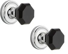 Nostalgic Warehouse Classic Rosette Passage Waldorf Black Door Knob Chrome 2.75"