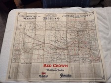 Vintage Standard oil / Polarine / Mobil oil / Red crown / Nebraska / 1920's map