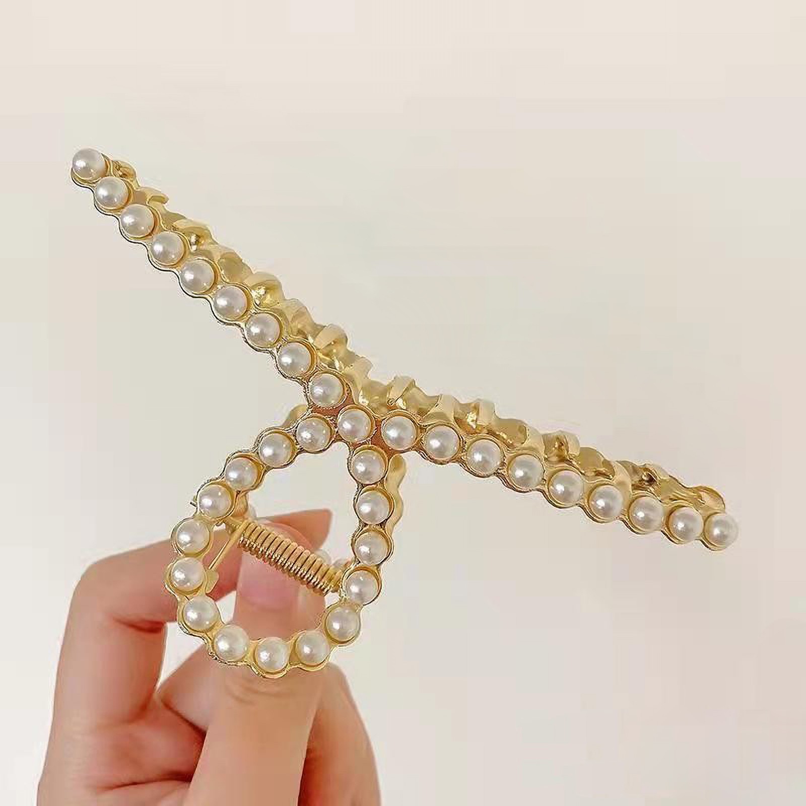 `Hair Claw Clip Gold Metal Hair Claw Clip Pearl Hair Clip Large Jaw Clip