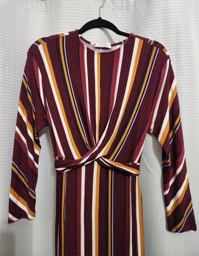 Bershka Tie-Waist Striped Long Maxi Dress - Size Small