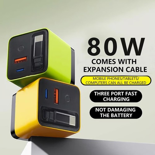 Caricabatteria 3 in 1 Scalabile 80w Max Modulo Caricatore Rapido Tipo C Cavo 2 Porte USB NUOVO - Foto 3 di 20