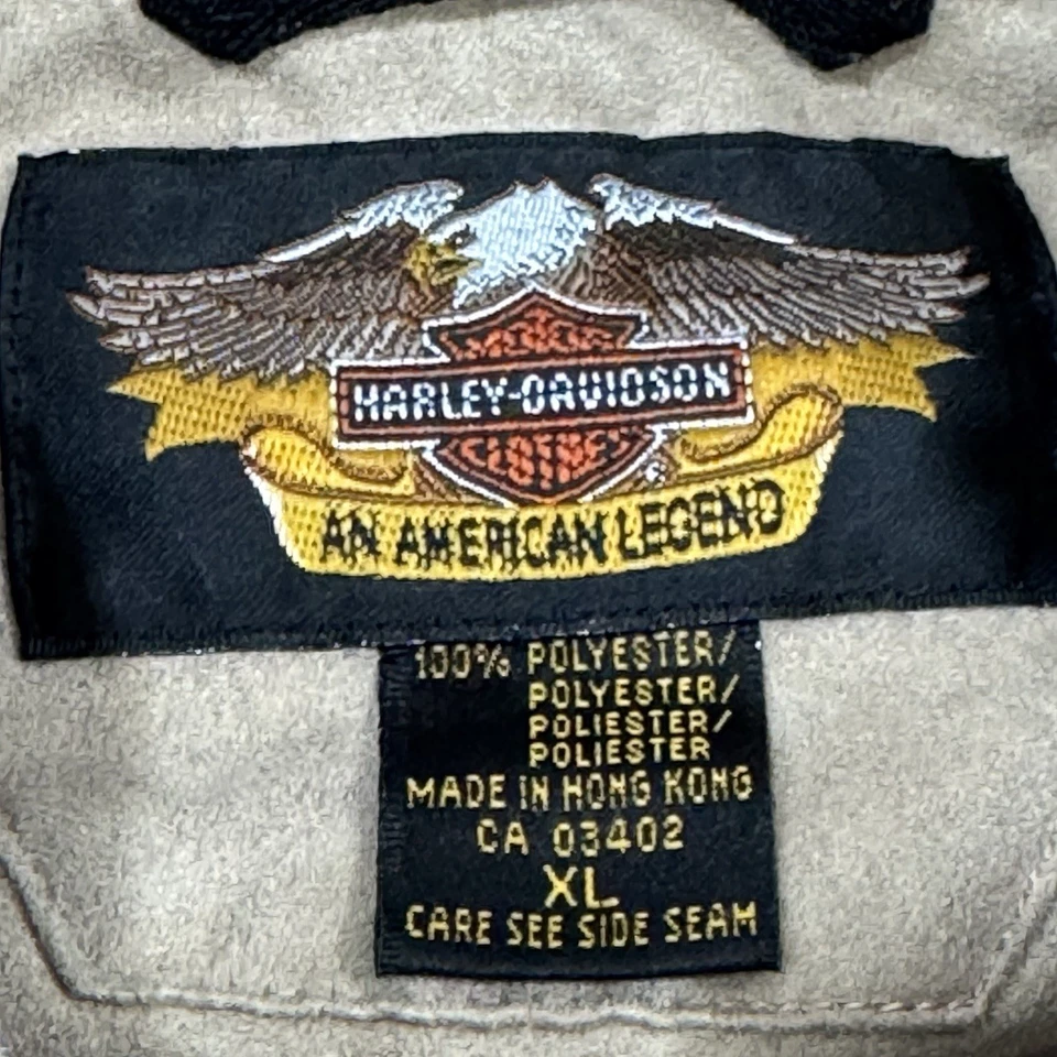 Camisa de Colección Harley Davidson Botón a Presión Manga Larga Para Hombre XL Beige Imitación Gamuza Foto 4 de 4