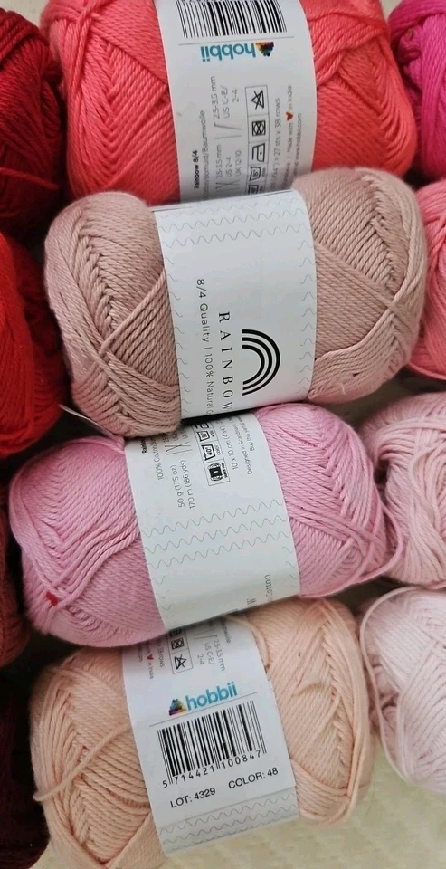 Hobbii Rainbow Yarn Size 1 Lot Of 16 Skeins 50 Gm Each Spring/Baby Colors - Image 4 of 4