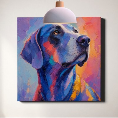 Abstract dog portrait Wall Art, bold fluid paint style modern animal artwork