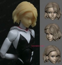1/12 Character Gwen Stacy Spider Unpainted Head Carving For 6"Action Figure Body