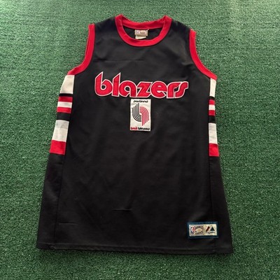 Majestic NBA Hardwood Classics Portland Trail Blazers Jersey Mens XL Black Red