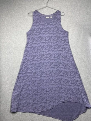 LOGO Lori Goldstein Dress L Purple Jacquard Sharkbite Hem Lagenlook Knit Midi - Image 1 of 4